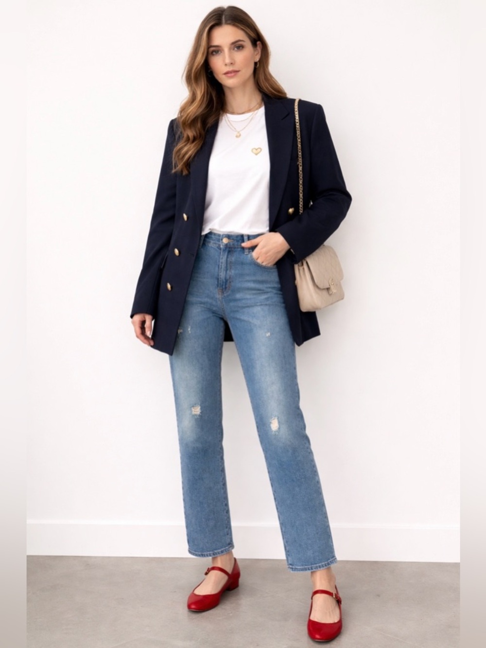 Stella McCartney Made in Italy Mid Rise Distressed Straight Blue Stretch Jeans 2